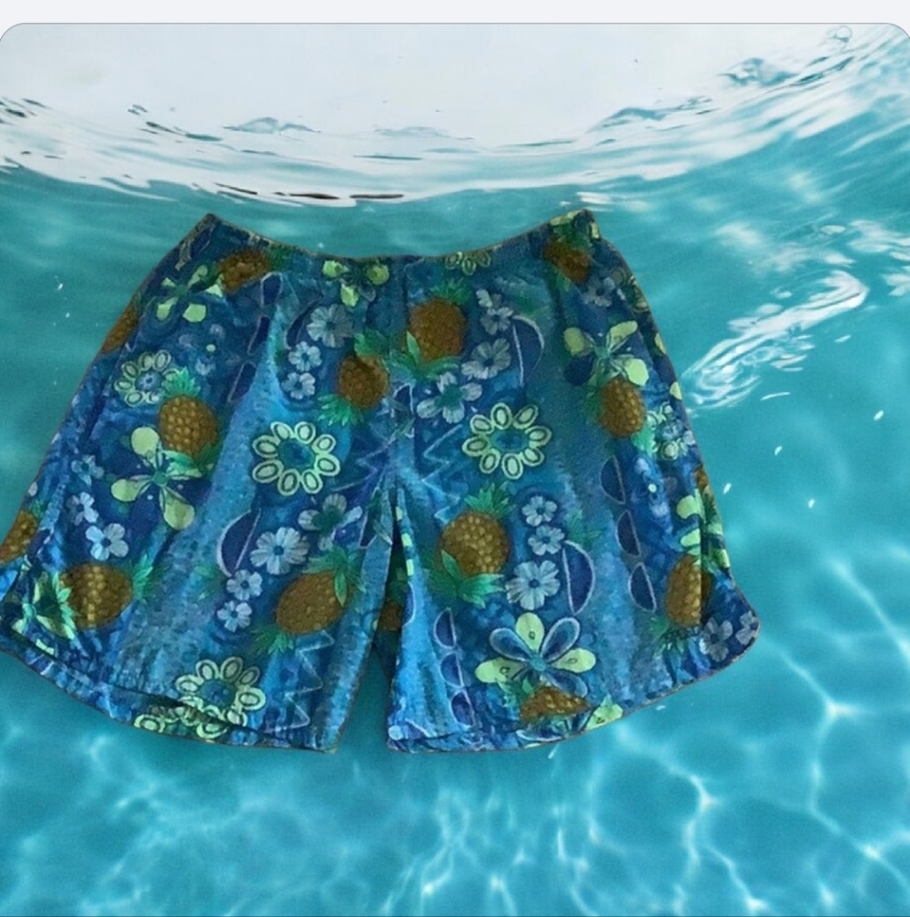 Speedo Swim trunks blue pineapples 🍍 pineapples stretch waist (L) 3 poc…